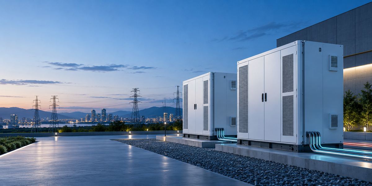 系統用蓄電池設備を表現したテクノロジーイメージ